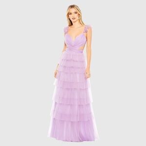 MAC DUGGAL 50670 NWT Ruffle Tiered Tulle Cut Out Gown